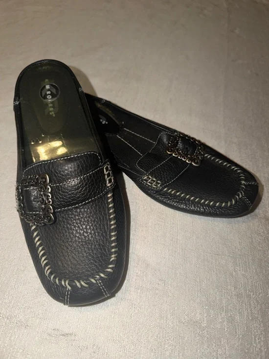Kim Rogers ‘Charlotte’ Women’s Black Leather Slip-On Stylish Loafers Size 7.5 - Picture 2 of 10